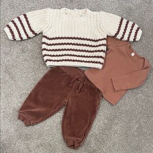 Quincy Mae Cedar Stripe Sweater, L/S Top and Pants Set